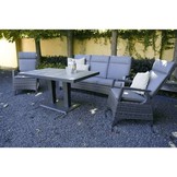 Prato Negro lounge/dining tuintafel - verstelbaar 4 personen | keramiek + aluminium | Grey | 140cm