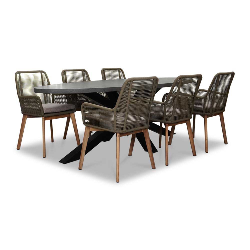 Stockholm/Padua dining tuinset 7-delig | betonlook | 240cm