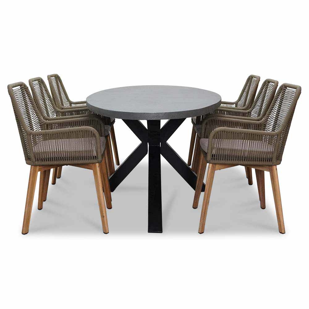 Stockholm/Padua dining tuinset 7-delig | betonlook | 240cm