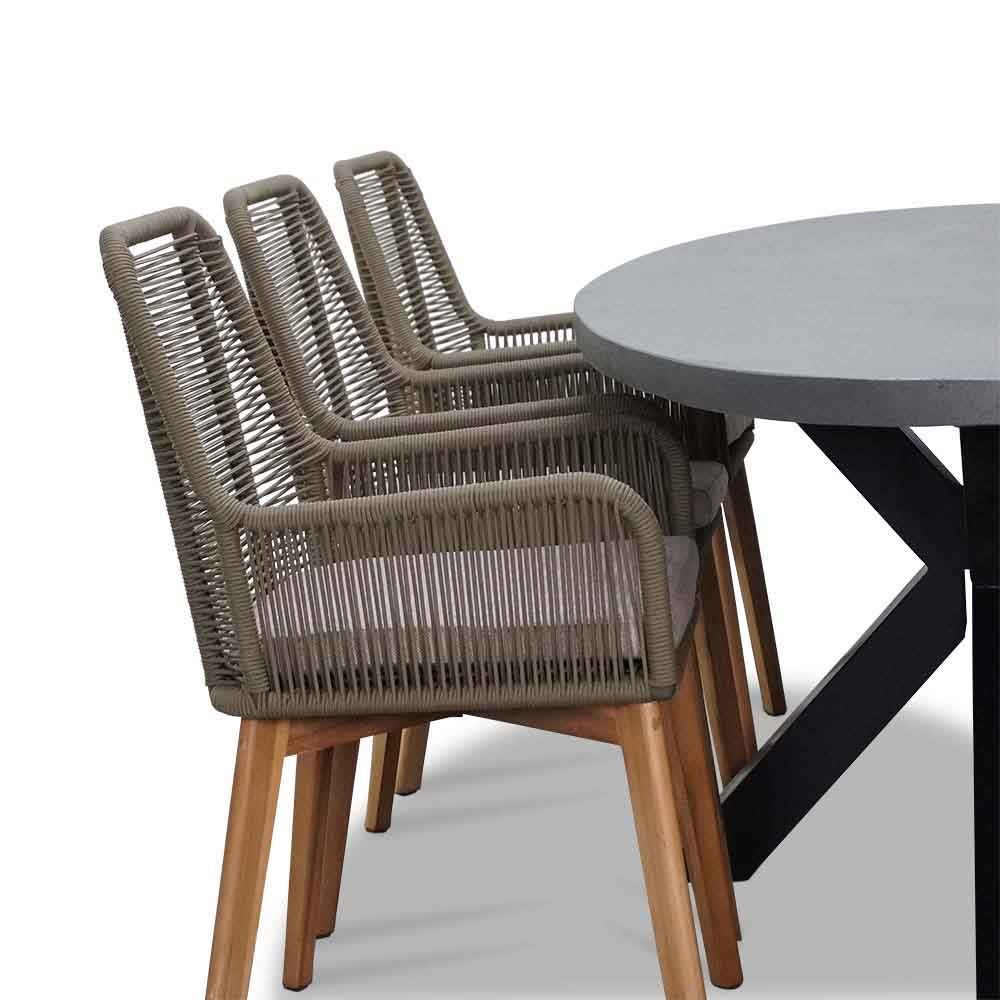 Stockholm/Padua dining tuinset 7-delig | betonlook | 240cm