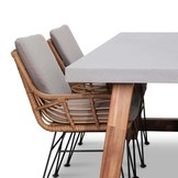 Veltis/Carlos taupe dining tuinset | 4 personen | betonlook + hardhout | 200cm