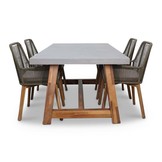 Veltis/Padua dining tuinset | 4 personen | betonlook + touw | 200cm