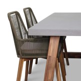 Veltis/Padua dining tuinset | 4 personen | betonlook + touw | 200cm