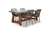 Veltis/Padua dining tuinset | 4 personen | betonlook + touw | 200cm