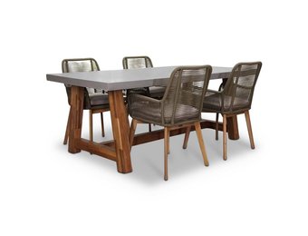 Veltis/Padua dining tuinset | 4 personen | betonlook + touw | 200cm