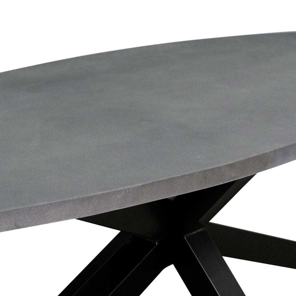 Stockholm/Carlos Charcoal dining tuinset 7-delig | betonlook + stalen kruispoot | 240cm