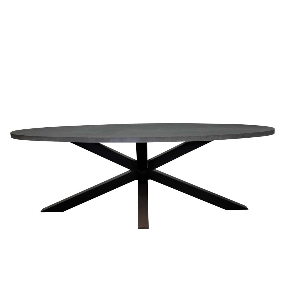 Stockholm/Carlos Charcoal dining tuinset 7-delig | betonlook + stalen kruispoot | 240cm