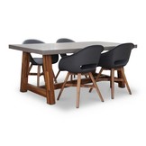 Veltis/Karlstad antraciet dining tuinset | 4 personen | betonlook + hardhout | 200cm