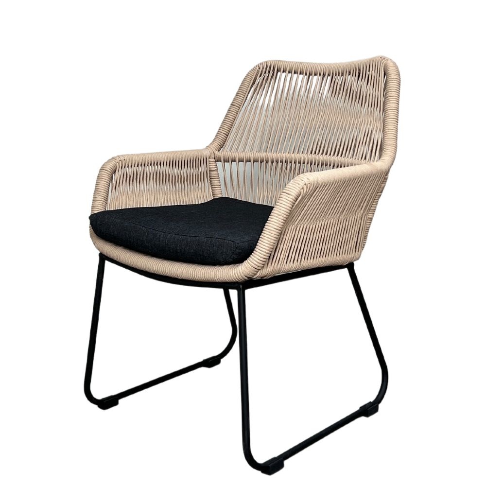 Veltis/Chester zand dining tuinset 5-delig | betonlook + hardhout | 200cm