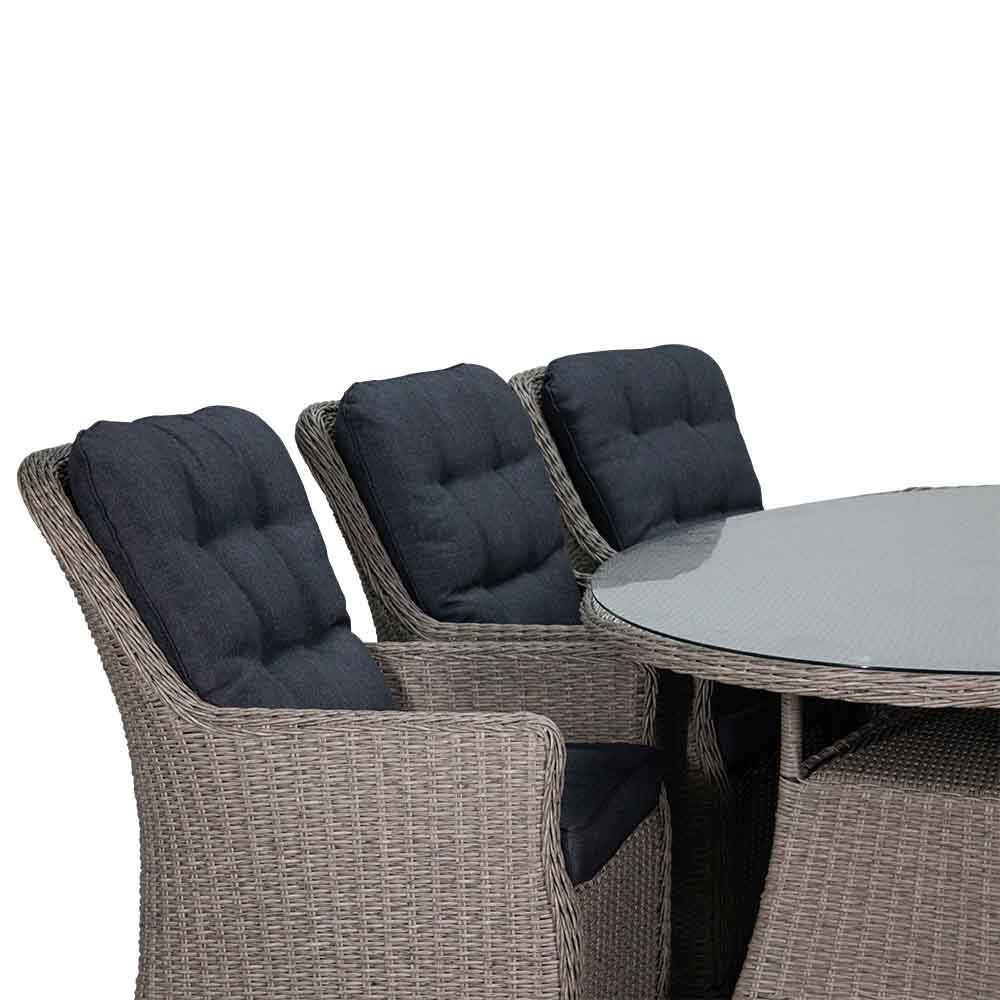 Elip dining tuinset 7-delig ovaal | wicker | Natural Grey | 200cm