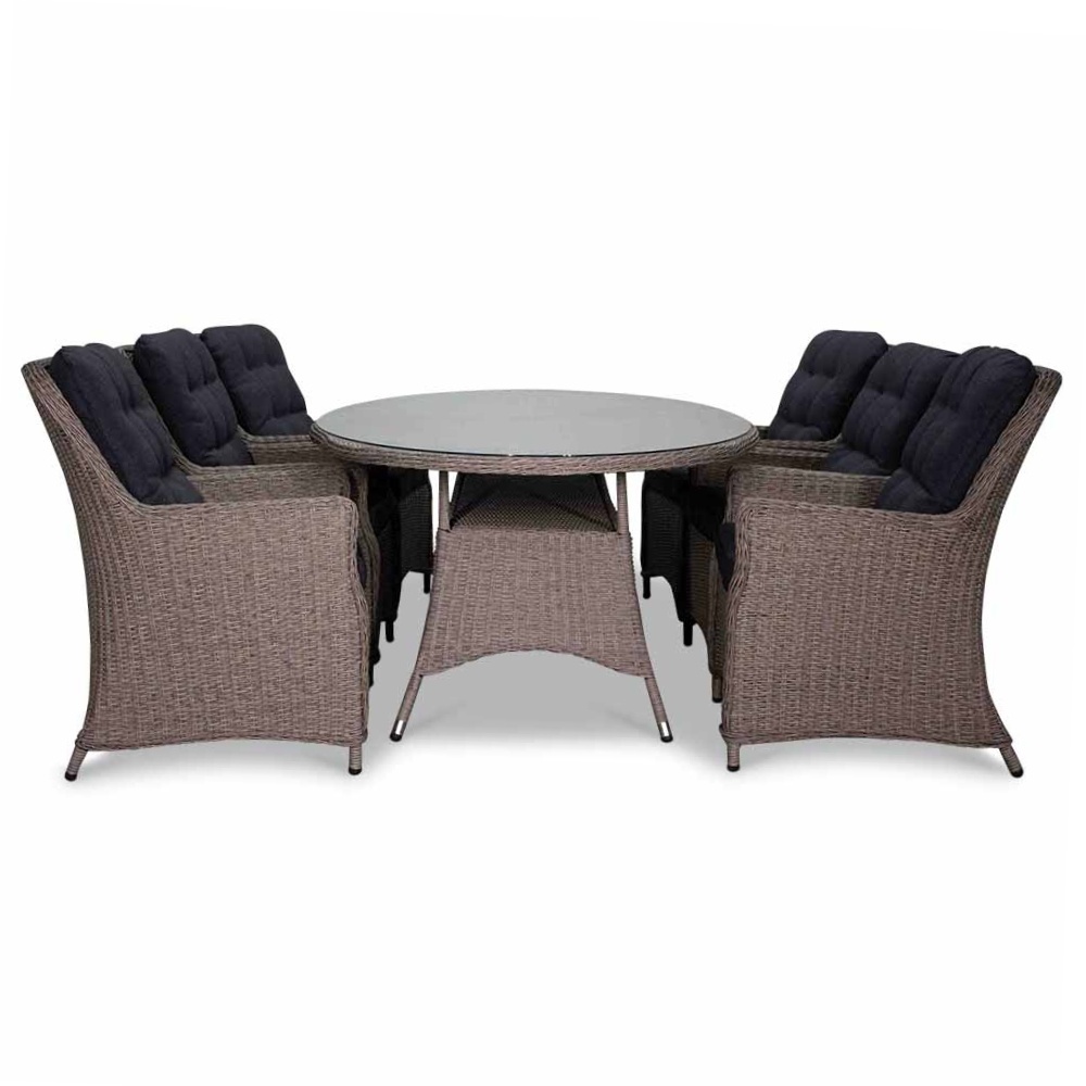 Elip dining tuinset 7-delig ovaal | wicker | Natural Grey | 200cm