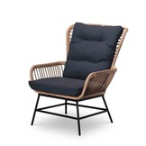Dex loungestoel tuin met voetenbank | wicker + aluminium | Bamboo antraciet