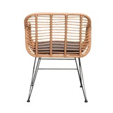 Lola dining tuinstoel | wicker + staal | Bamboo antraciet