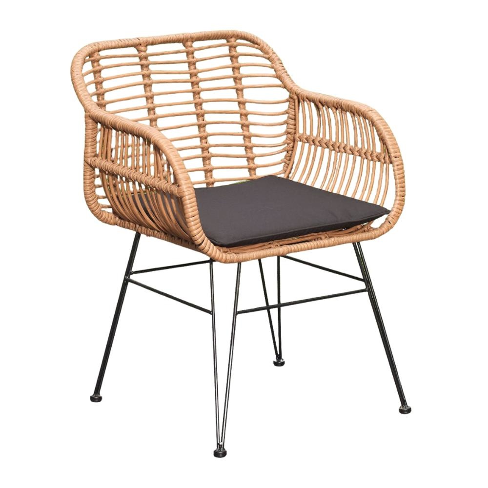 Lola dining tuinstoel | wicker + staal | Bamboo antraciet