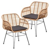 Lola dining tuinstoel | wicker + staal | Bamboo antraciet