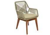 Seville dining tuinstoel | touw + hardhout | zand