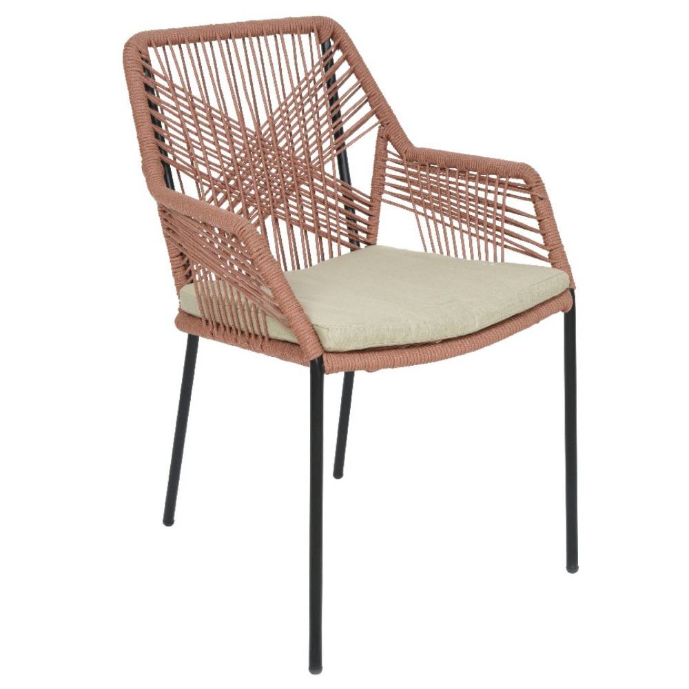 Seville dining tuinstoel stapelbaar | touw + staal | terra afbeelding