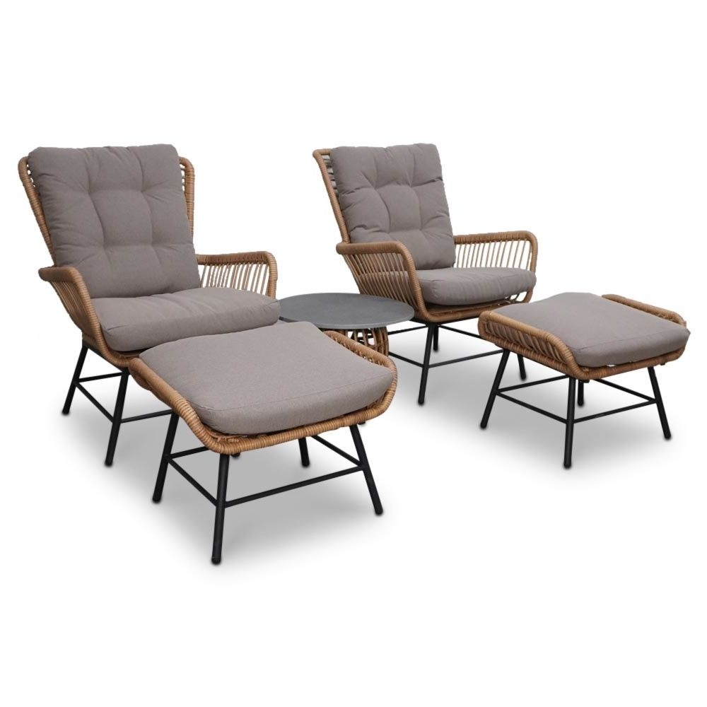 Dex relax tuinset 5-delig | wicker + aluminium | Bamboo taupe