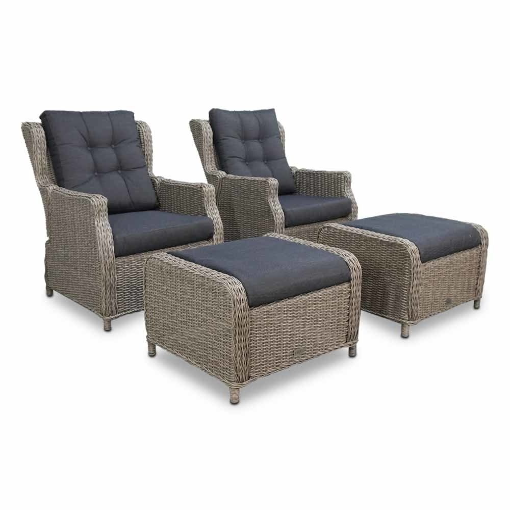 Toscane lounge balkonset 4-delig | wicker | verstelbaar | Kobo Grey