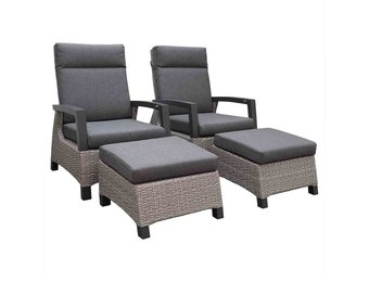 Prato Brick relax tuinset 4-delig | aluminium + wicker | verstelbaar | grijs