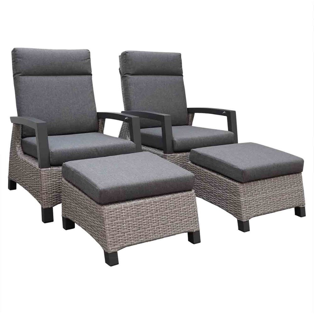 Prato Brick lounge balkonset 4-delig | aluminium + wicker | verstelbaar | grijs