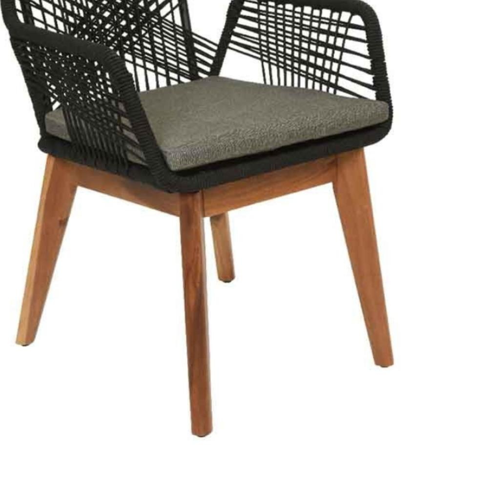 Seville dining tuinstoel | hardhout + touw | zwart
