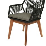Seville dining tuinstoel | touw + hardhout | zwart