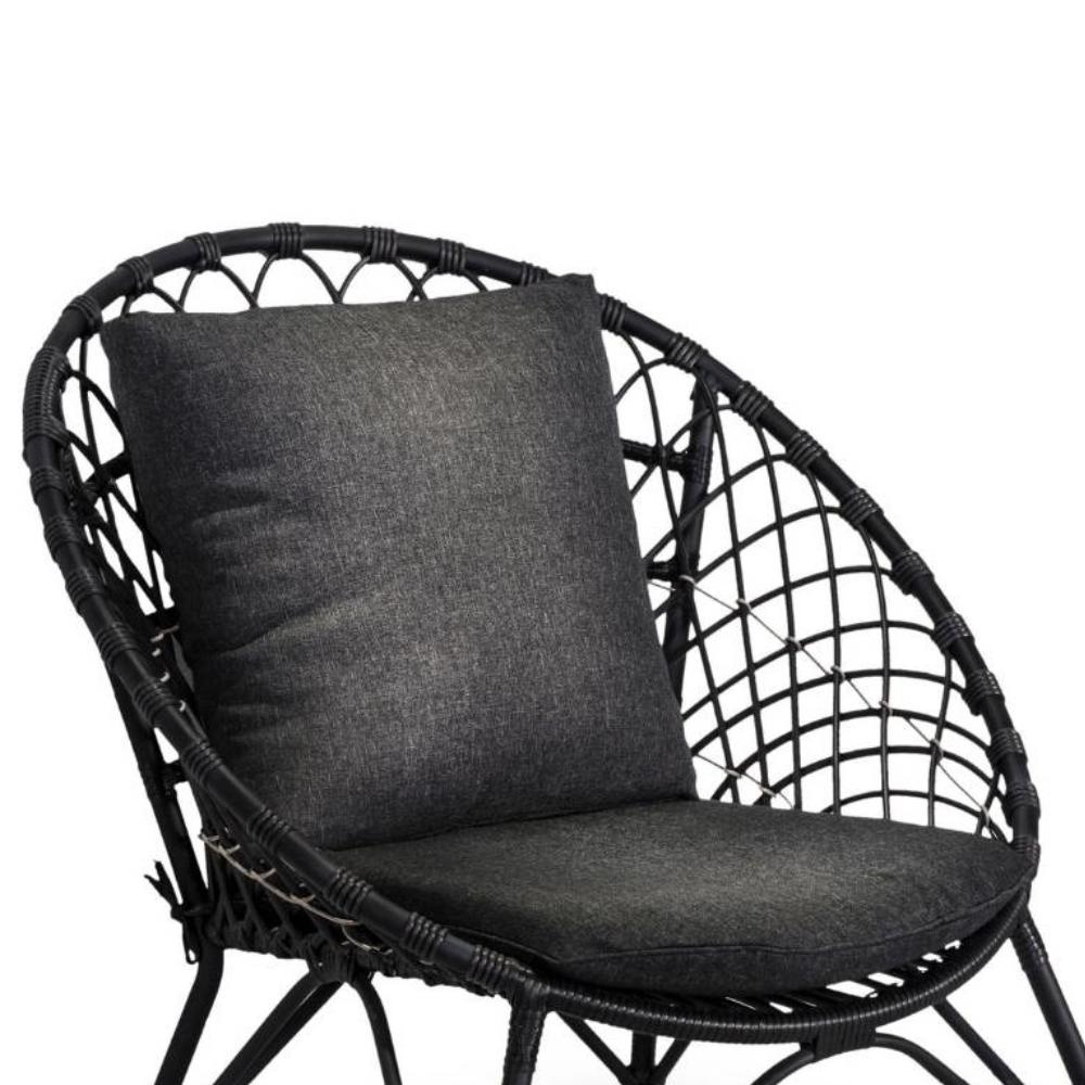 Amos loungestoel | wicker | zwart