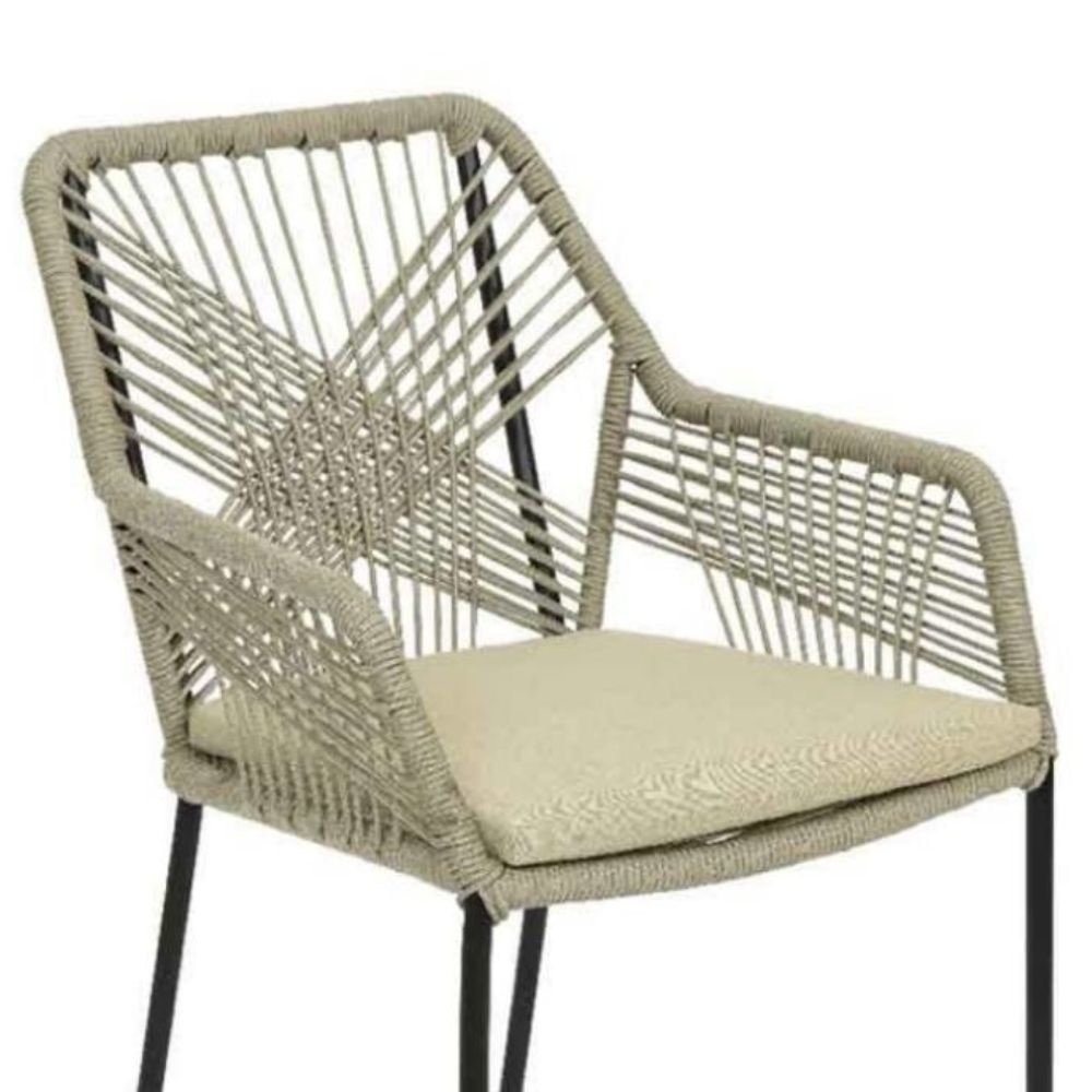 Seville dining tuinstoel stapelbaar | touw + staal | zand
