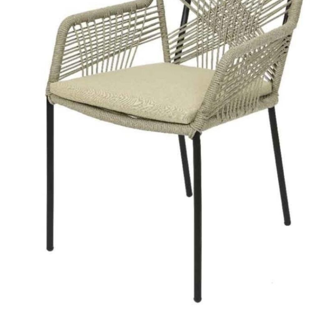 Seville dining tuinstoel stapelbaar | touw + staal | zand