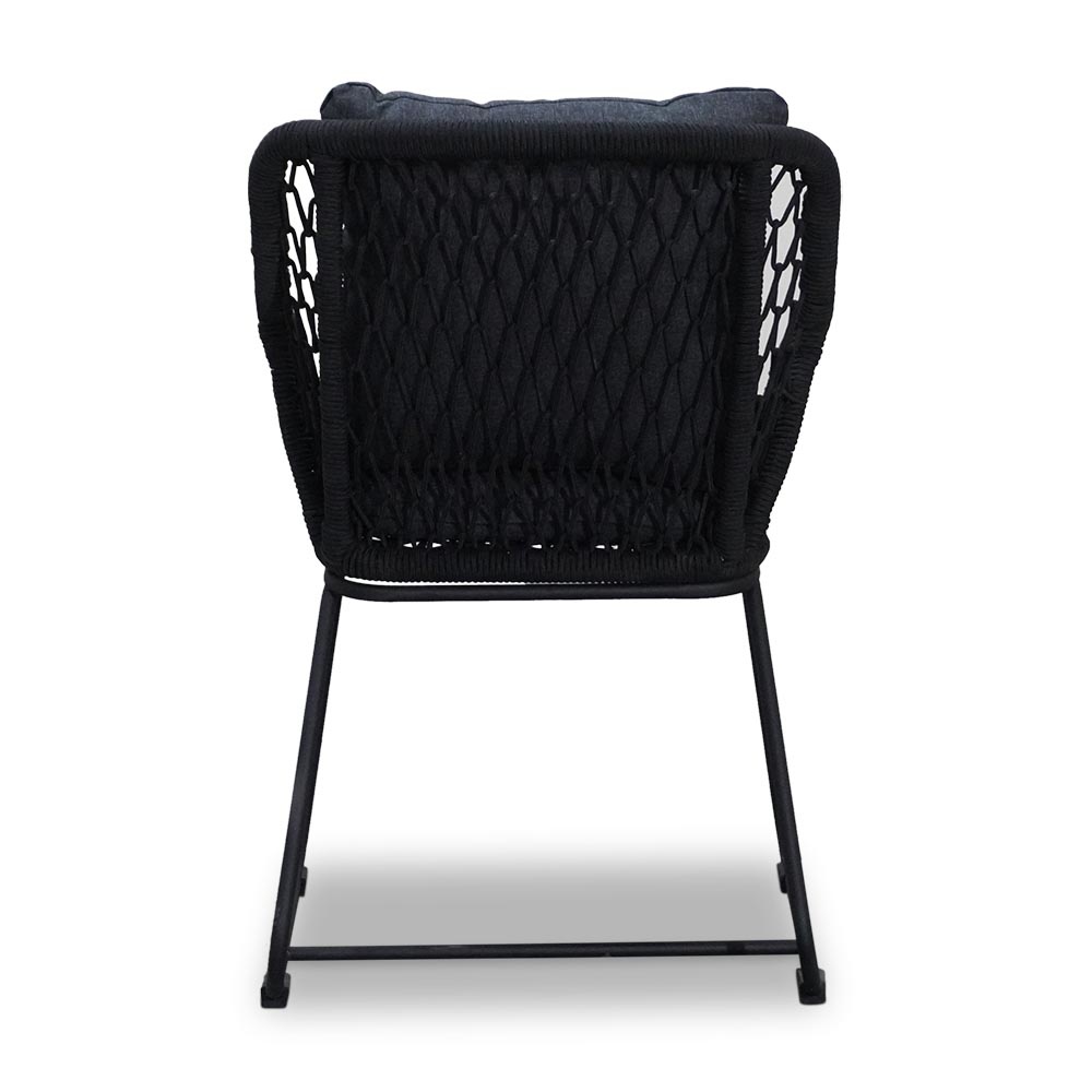 Portofino dining tuinstoel | touw + RVS | zwart