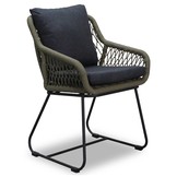 Portofino dining tuinstoel | touw + RVS | olijfgroen