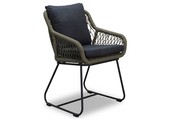 Portofino dining tuinstoel | touw + RVS | olijfgroen