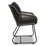 Portofino dining tuinstoel | touw + RVS | olijfgroen