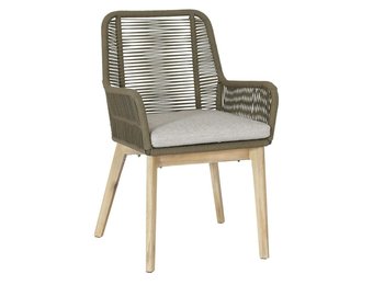 Padua dining tuinstoel | touw + hardhout | olijfgroen