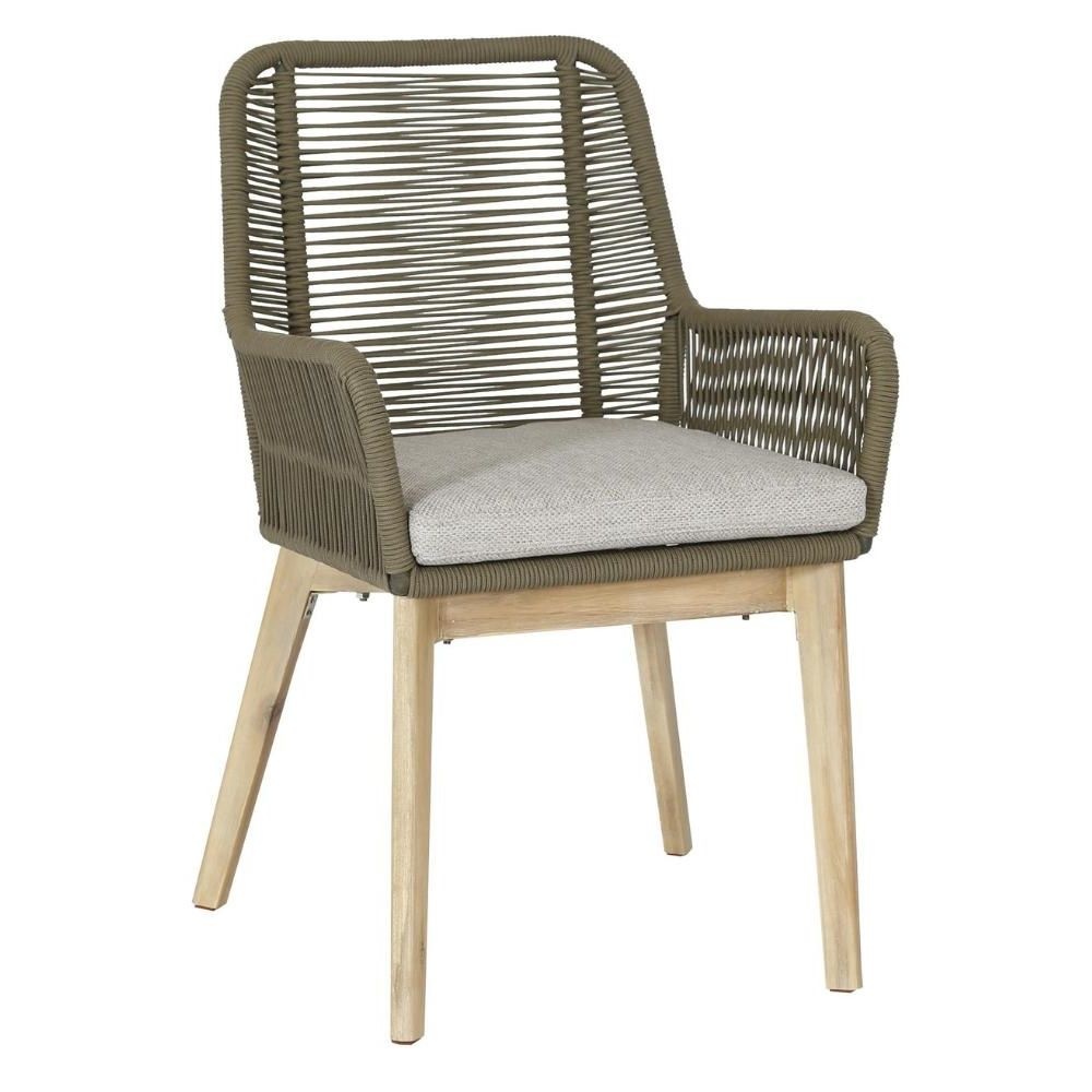 Padua dining tuinstoel | touw + hardhout | olijfgroen afbeelding