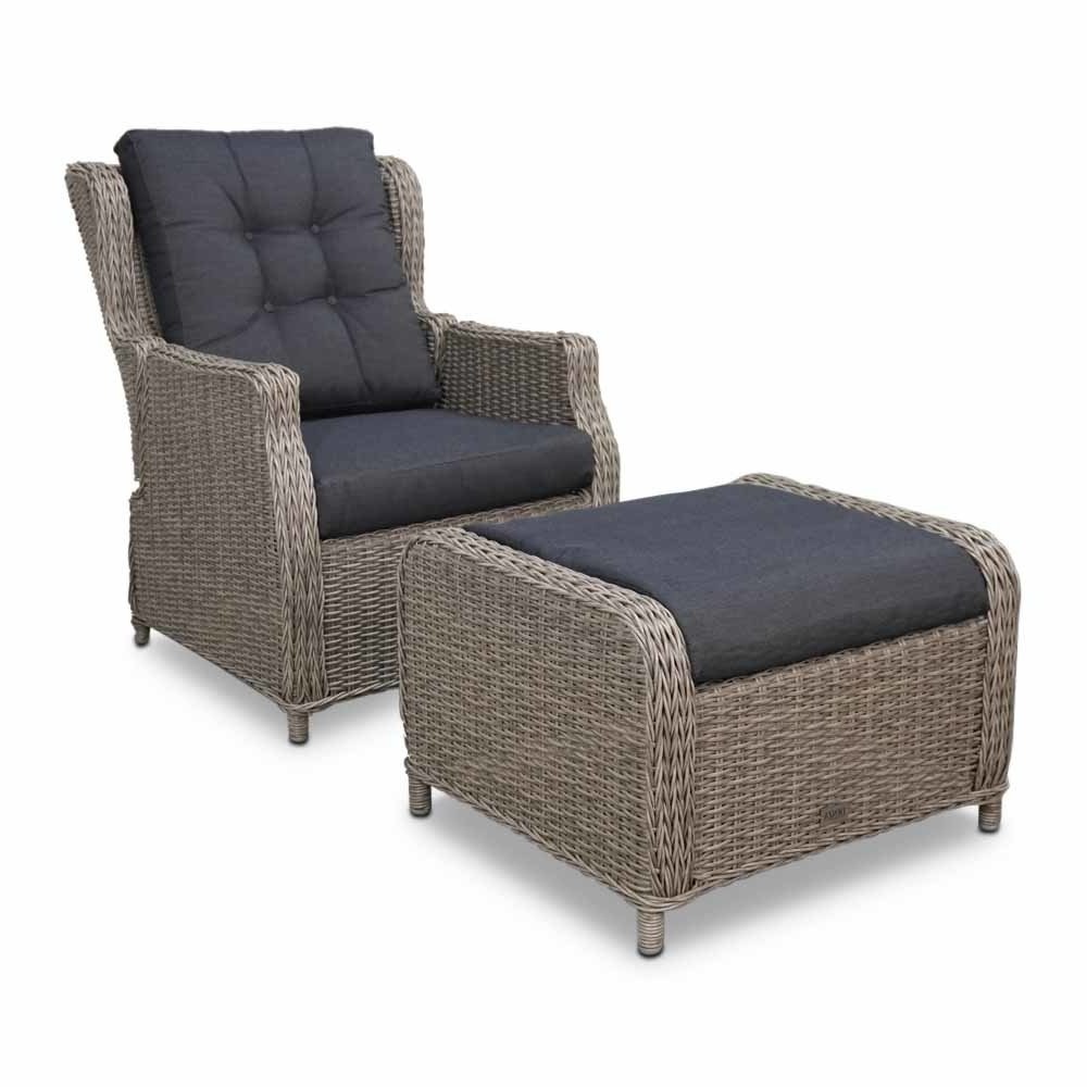 Toscane loungestoel incl. voetenbank | verstelbaar | Kobo Grey