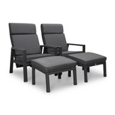 Palazzo lounge balkonset - verstelbaar 2 personen | aluminium | antraciet | 4-delig