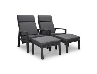 Palazzo lounge balkonset - verstelbaar 2 personen | aluminium | antraciet | 4-delig