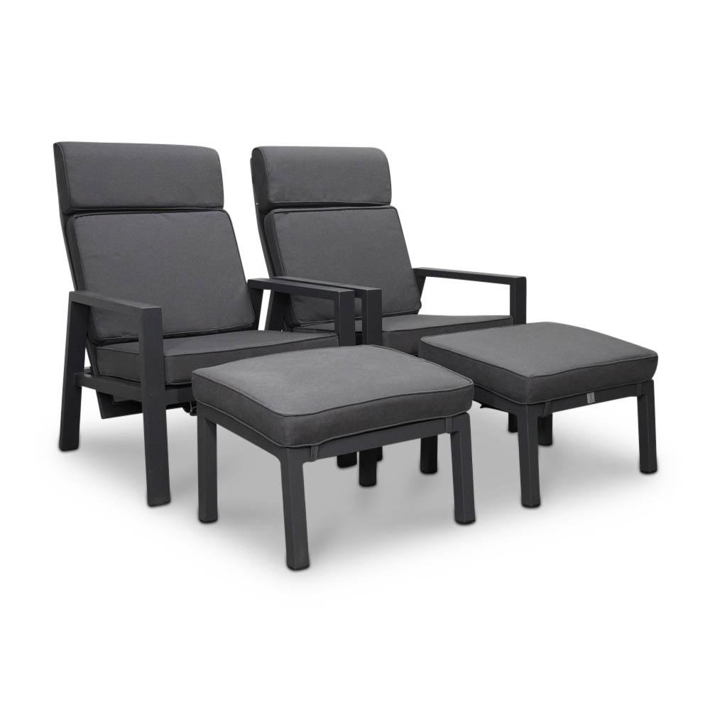 Palazzo lounge balkonset - verstelbaar 2 personen | aluminium | antraciet | 4-delig afbeelding