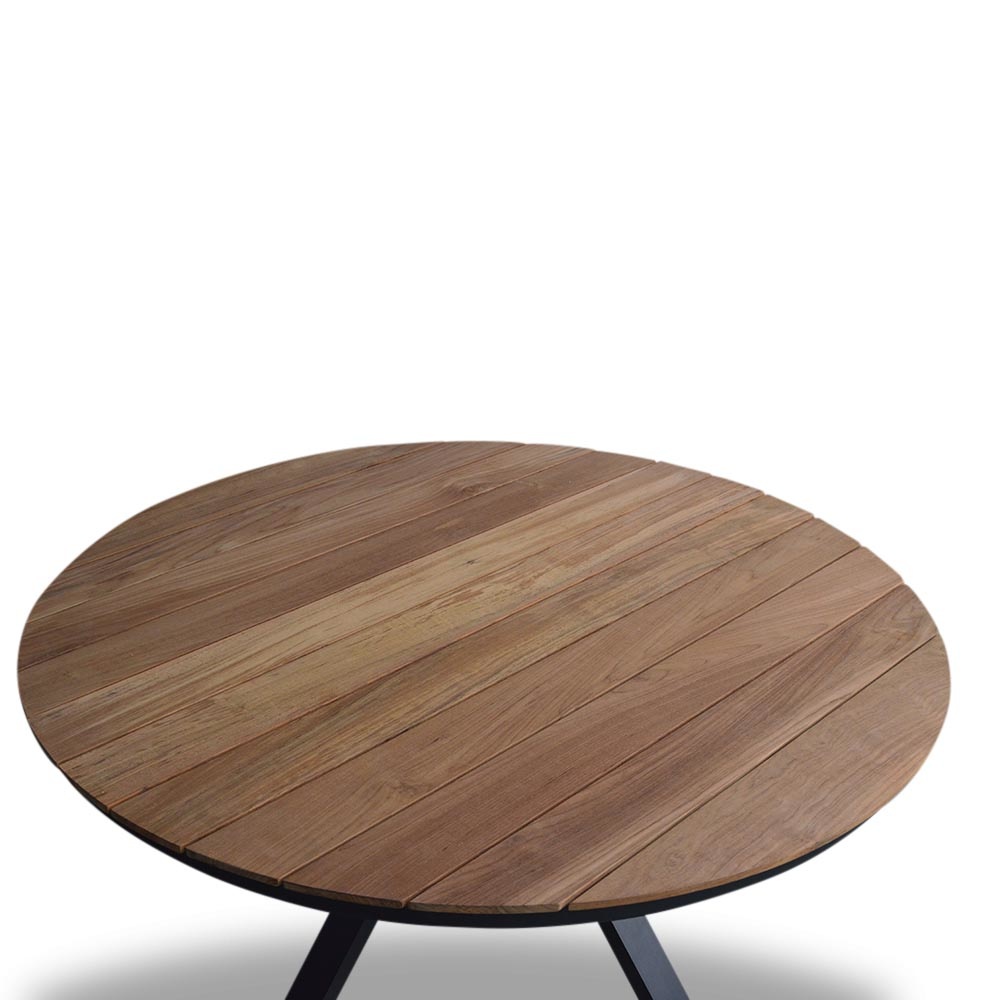 Dublin dining tuintafel 4 personen | teakhout + aluminium | Natural Teak | Ø120cm rond