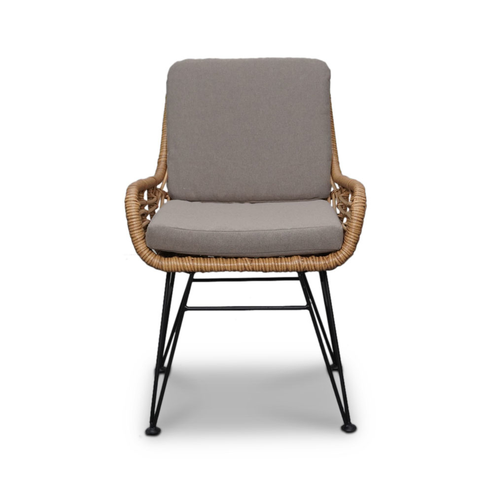 Nancy/Carlos taupe dining tuinset 5-delig | betonlook + wicker | 135cm