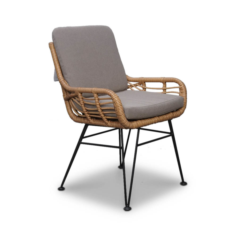 Nancy/Carlos taupe dining tuinset 5-delig | betonlook + wicker | 135cm