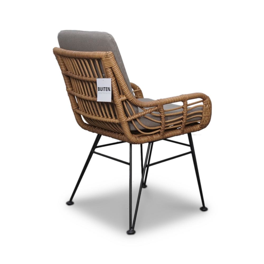 Nancy/Carlos taupe dining tuinset 5-delig | betonlook + wicker | 135cm