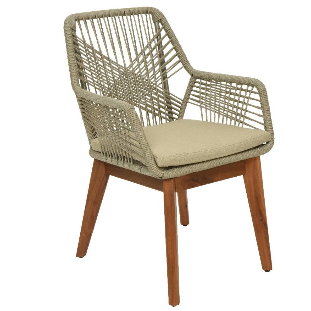 Nancy/Seville zand hout dining tuinset 5-delig | betonlook + touw | 135cm