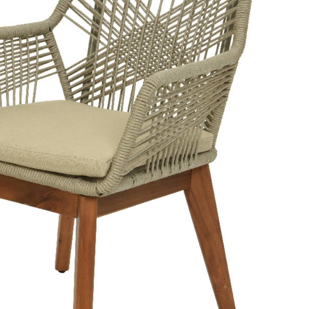 Nancy/Seville zand hout dining tuinset 5-delig | betonlook + touw | 135cm