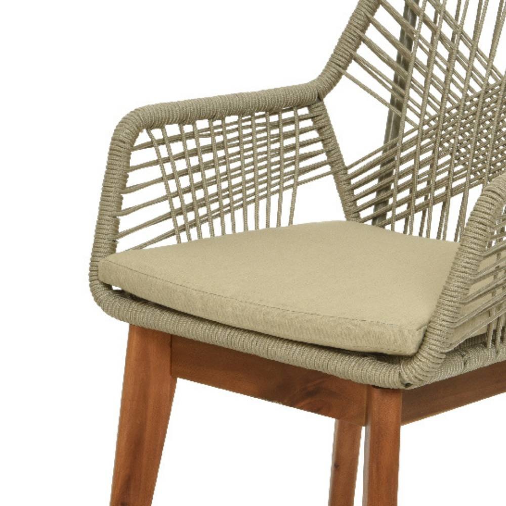 Nancy/Seville zand hout dining tuinset 5-delig | betonlook + touw | 135cm