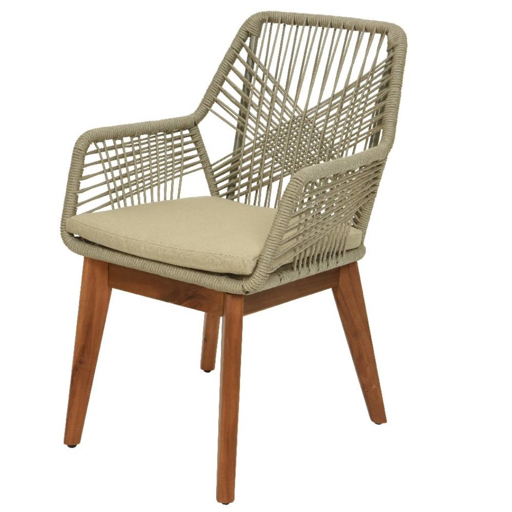 Nancy/Seville zand hout dining tuinset 5-delig | betonlook + touw | 135cm