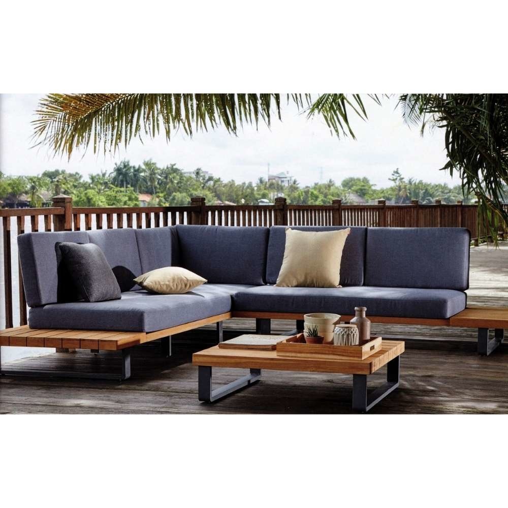 Boston hoek loungeset 5 personen | aluminium + hardhout | Light Teaklook | 3-delig - 245x245cm