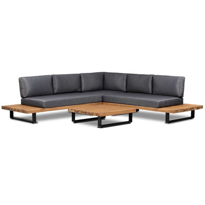 Boston hoek loungeset 5 personen | aluminium + hardhout | Light Teaklook | 3-delig - 245x245cm